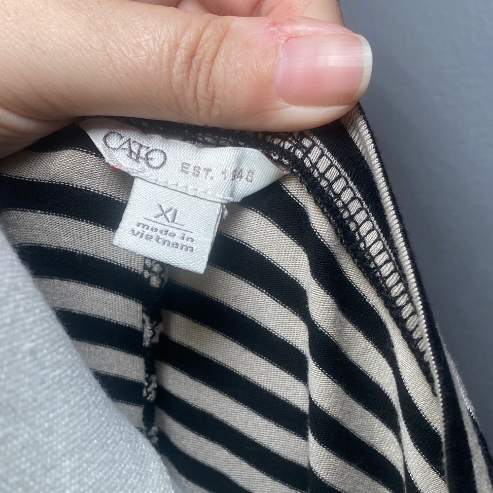 Cato Black and White Striped Short Sleeve Tee Dress - Picture 2 of 9